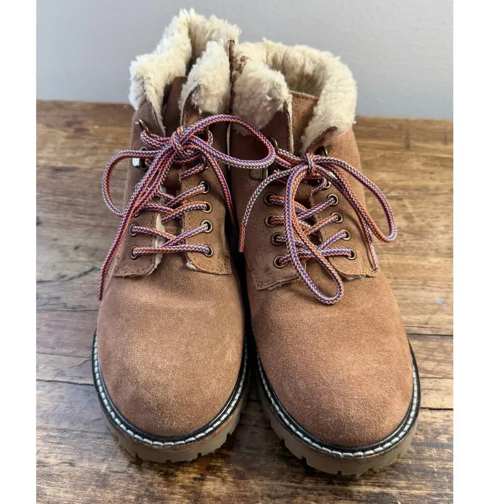 Mini Boden Tan Cosy Lace Up Boots size 5.5